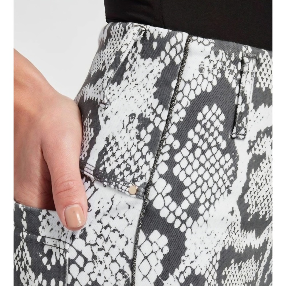 Lysse Snake Print Crop Pants Grey White Metallic Side Stripe Straight Leg 28 - Picture 3 of 10